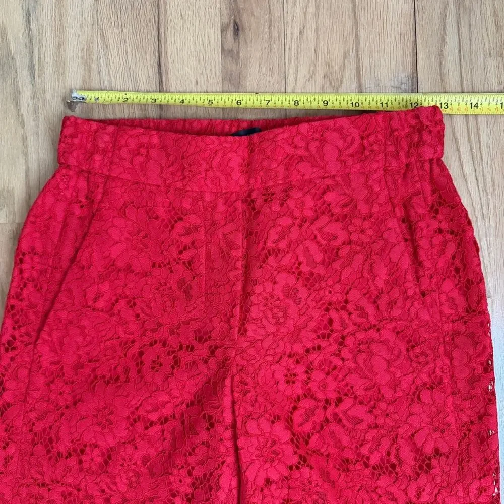 J. Crew Easy Pant in Floral  Lace Red Size 00 - Picture 10 of 12